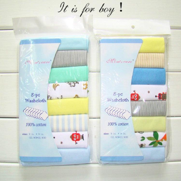 Cotton Baby Towels Set - 8 Pack Saliva and Nursing Towels for Boys and Girls