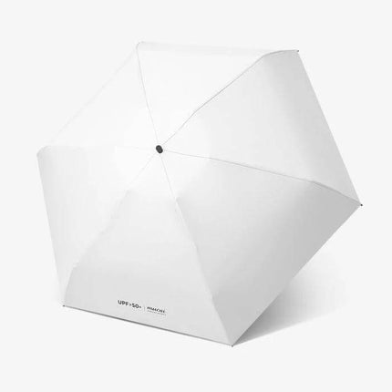 Compact Women's Folding Umbrella for Rain and Sun Protection - white compact travel umbrella for commuting, UPF sun and rain coverage, portable foldable design