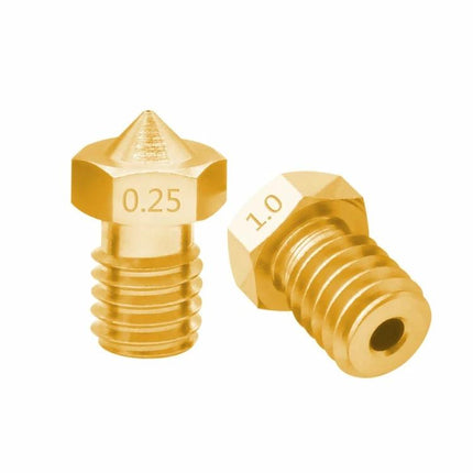 Bugatti 3D Printer Nozzles Compatible with E3D V5 and V6 Models Brass replacement nozzles 0.25mm and 1.0mm for precise extrusion