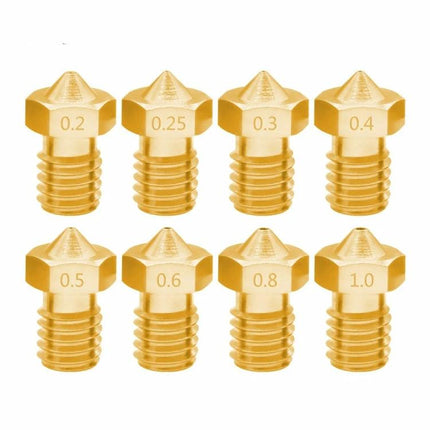 Bugatti 3D Printer Nozzles Compatible with E3D V5 and V6 Models brass nozzle set 0.2–1.0mm replacement for precise extrusion