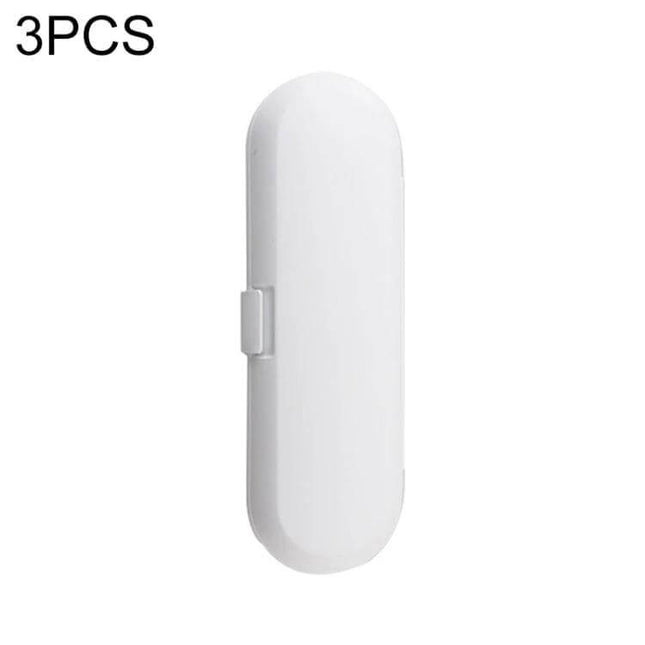 Universal Electric Toothbrush Travel Storage Box 3 Piece White - compact 3-piece plastic travel case protects electric toothbrush handle and brush heads