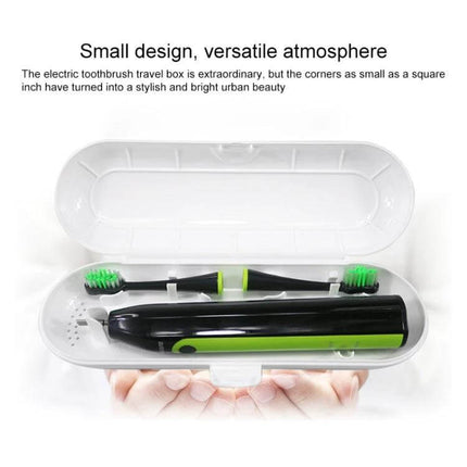 Universal Electric Toothbrush Travel Storage Box 3 Piece White - compact white plastic case holding electric toothbrush and two brush heads