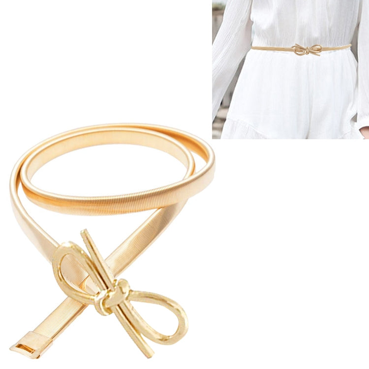 All-metal Material Bow-knot Shape Buckled Elastic Fine Belt for Women, Length: 70cm