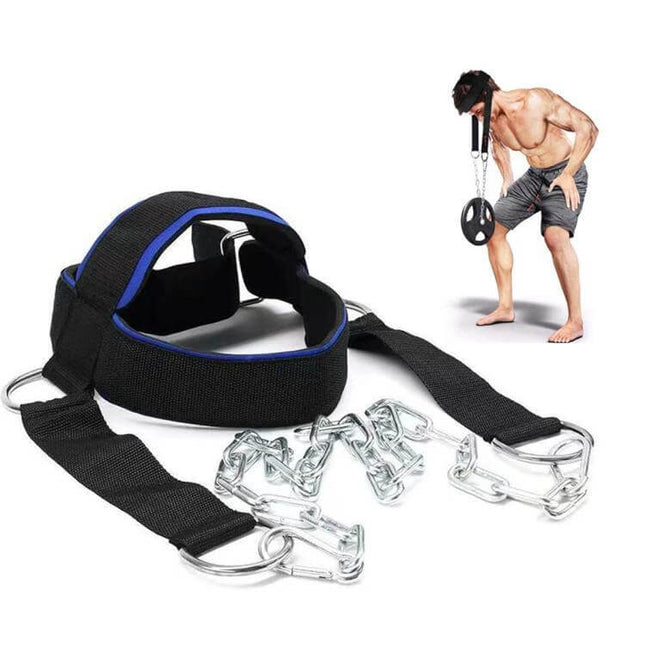 Head And Neck Trainer With Cushioned Belt For Boxing And Martial Arts - adjustable cushioned neck belt with chains for weighted resistance