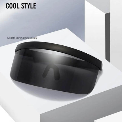 Anti Peeping Sun Mirror With Black Frame For Daily Outdoor Use shown on white geometric display, polycarbonate visor with black frame and UV400 protection