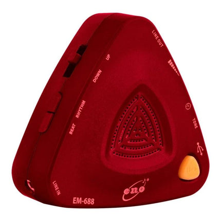ENO Electronic Metronome for Daily Music Practice at Home compact red triangle metronome EM-688 showing controls and speaker