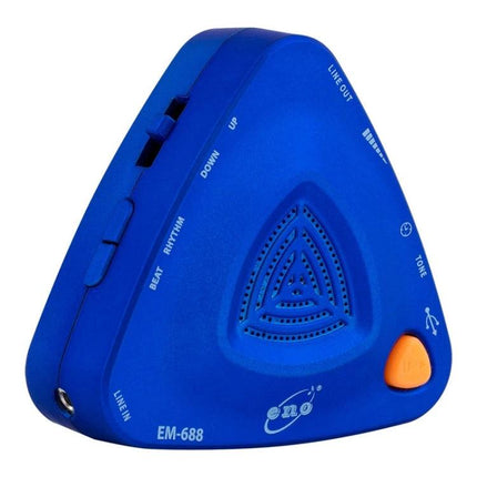 ENO Electronic Metronome for Daily Music Practice at Home compact blue triangular metronome with buttons and speaker