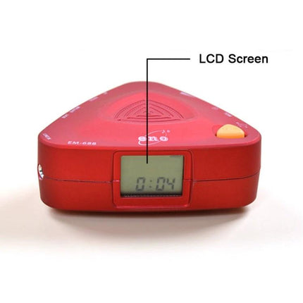 ENO Electronic Metronome for Daily Music Practice at Home - red triangular metronome with LCD screen showing tempo for home practice