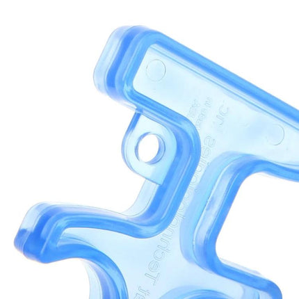 Women's Compact Self-Defense Keychain for Everyday Protection - close-up of translucent blue compact keychain for discreet personal safety