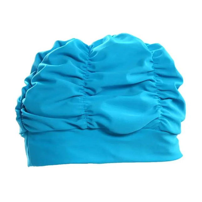 Women Pleated Nylon Spandex Swimming Cap One Size Multicolor | Syndmart