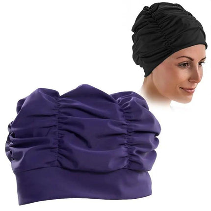 Women Pleated Nylon Spandex Swimming Cap One Size Multicolor | Syndmart