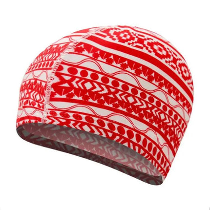 Unisex Cloth Swim Cap One Size Stretch Fabric Red Blue