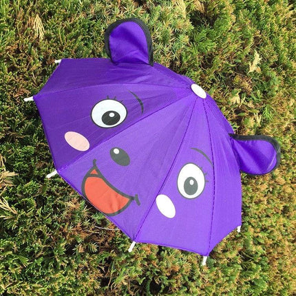 Fun Cartoon Umbrella for Toddlers with Long Handle purple bear-face toddler prop umbrella with ears for imaginative play