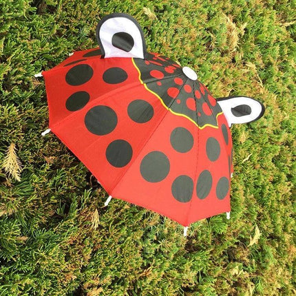 Fun Cartoon Umbrella for Toddlers with Long Handle - red ladybug design, long-handle prop for imaginative play and decor