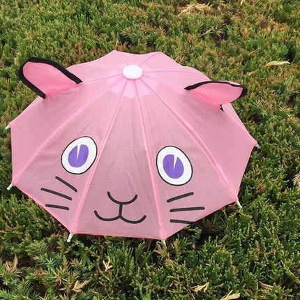 Fun Cartoon Umbrella for Toddlers with Long Handle pink cat-face toddler prop umbrella with long handle, decorative ears and playful design