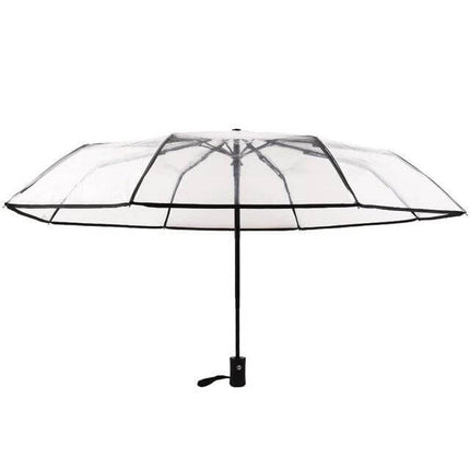 Compact Transparent Automatic Three-Folding Umbrella for Everyday Use - clear canopy, automatic open, compact foldable design