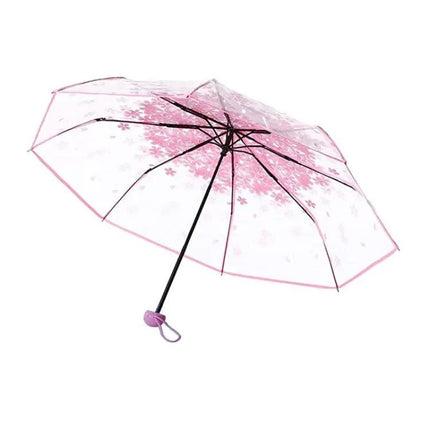 Cherry Blossom Transparent Folding Umbrella for Everyday Protection