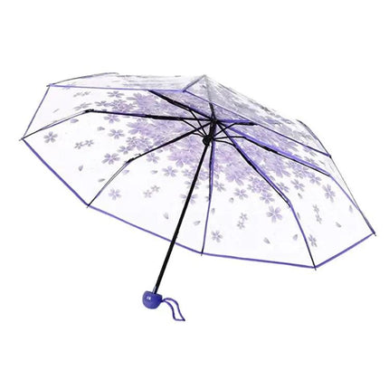 Cherry Blossom Transparent Folding Umbrella for Everyday Protection