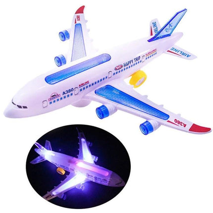 Playful Toy Airplane for Kids' Enjoyment at Home - rolling light-up ground play plane that reverses on impact for indoor imaginative fun