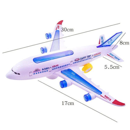 Playful Toy Airplane for Kids' Enjoyment at Home - carpet-friendly rolling toy airplane that auto-reverses on obstacles for imaginative indoor play