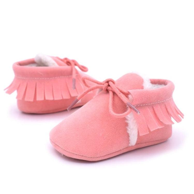 Soft Sole Baby Moccasins with Fringe - Non-slip PU Suede Leather First Walker Shoes