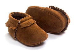 Soft Soled Suede Moccasins for Newborns - Fringe First Walker Shoes