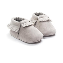 Soft Soled Suede Moccasins for Newborns - Fringe First Walker Shoes