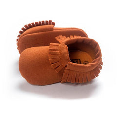 Soft Soled Suede Moccasins for Newborns - Fringe First Walker Shoes