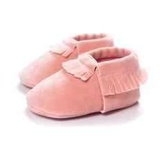 Soft Soled Suede Moccasins for Newborns - Fringe First Walker Shoes