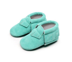 Soft Soled Suede Moccasins for Newborns - Fringe First Walker Shoes