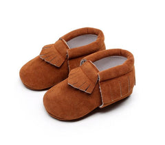 Soft Soled Suede Moccasins for Newborns - Fringe First Walker Shoes