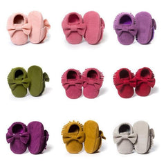 Soft Sole Suede Moccasins for Baby Girls - Non-slip First Walker Shoes with Fringe Decor