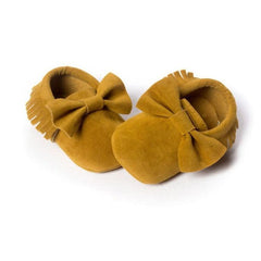 Soft Sole Suede Moccasins for Baby Girls - Non-slip First Walker Shoes with Fringe Decor