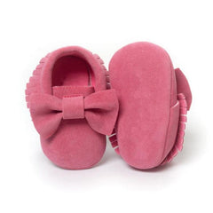 Soft Sole Suede Moccasins for Baby Girls - Non-slip First Walker Shoes with Fringe Decor