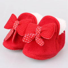 Cozy Cotton Toddler Boots with Bow - Warm and Soft Bottom Shoes for All Seasons