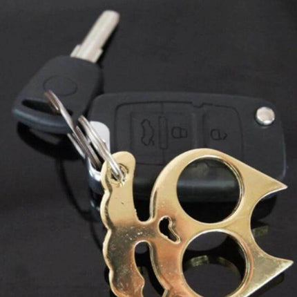 Kitty Outdoor Metal Self-Defense Keychain Cat Shape Black compact cat-shaped alloy keychain on car key low-profile black finish for EDC