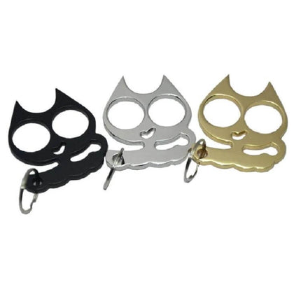 Kitty Outdoor Metal Self-Defense Keychain Cat Shape Black compact cat-shaped alloy keychain for EDC, camping, hiking, travel