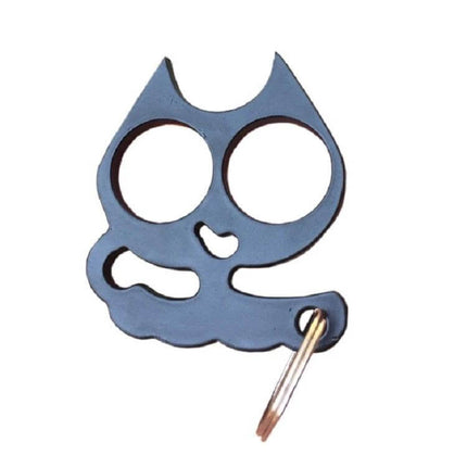 Kitty Outdoor Metal Self-Defense Keychain Cat Shape Black compact cat-shaped alloy keychain EDC tool for camping hiking commuting