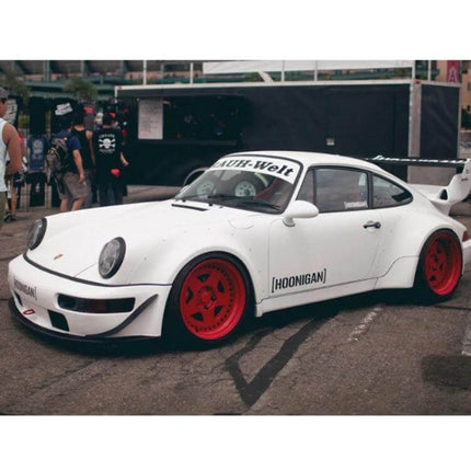 HOONIGAN Fashion Racing Car Sticker for Vehicle Decoration, 19x7cm on white Porsche with red wheels and racing decals