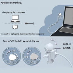 Astronaut USB LED Desk Lamp - Adjustable Night Light for PC & Emergency Use