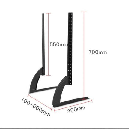 Adjustable Desktop TV Stand for 35-72 Inch Screens black cold-rolled steel desktop TV stand with 700mm height and 350mm base measurements