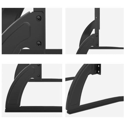 Adjustable Desktop TV Stand for 35-72 Inch Screens, black cold-rolled steel base and curved support legs for secure desk placement