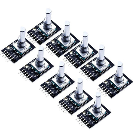Rotary Encoder Module with Button for DIY Electronics Projects - set of 10 PCB rotary encoders with push button and 5-pin headers