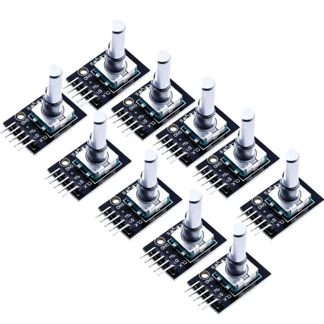 Rotary Encoder Module with Button for DIY Electronics Projects - set of 10 PCB rotary encoders with push button and 5-pin headers