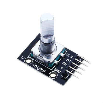 Rotary Encoder Module with Button for DIY Electronics Projects – compact PCB encoder with shaft, push button, CLK DT SW GND pins for interactive controls