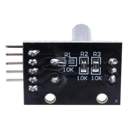 Rotary Encoder Module with Button for DIY Electronics Projects - black PCB with 5-pin header, resistors labeled 10K and mounting holes