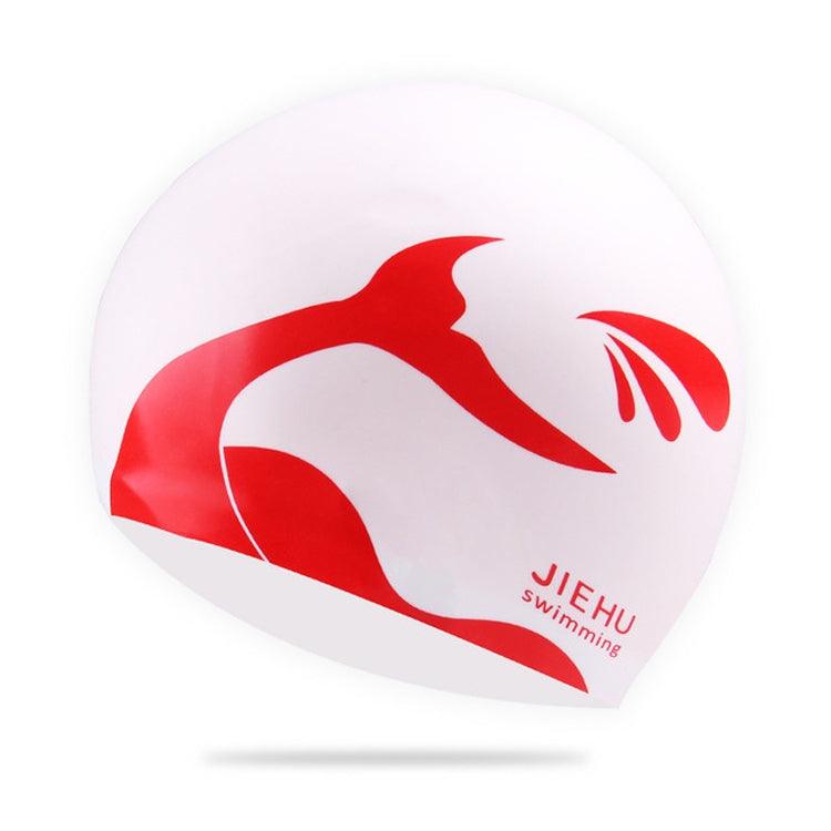 Dolphin Design Silicone Swim Cap for Adults - Unisex Enlarged Size