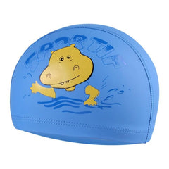 Kids Waterproof Cartoon Hippo Swimming Cap with PU Coating