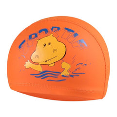 Kids Waterproof Cartoon Hippo Swimming Cap with PU Coating