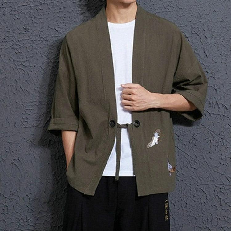 Men's Casual Embroidered Loose-Fit Hanfu Cardigan